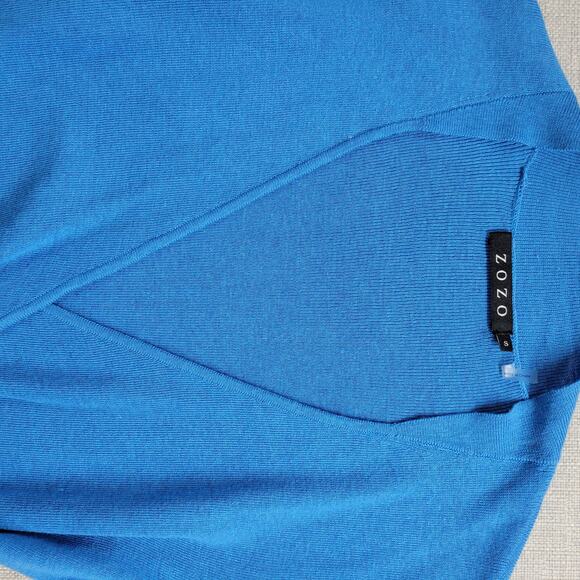 Zozo Womens Sweater Size S Blue Wrap Cross Over V-neck Knit Long Sleeve Stretch - Picture 5 of 8